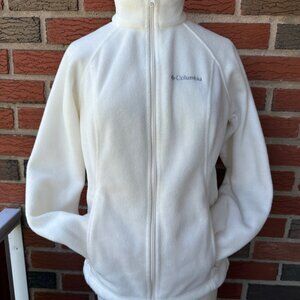 Columbia White Fleece Full Front Zip Jacket with Side Pockets Size Small